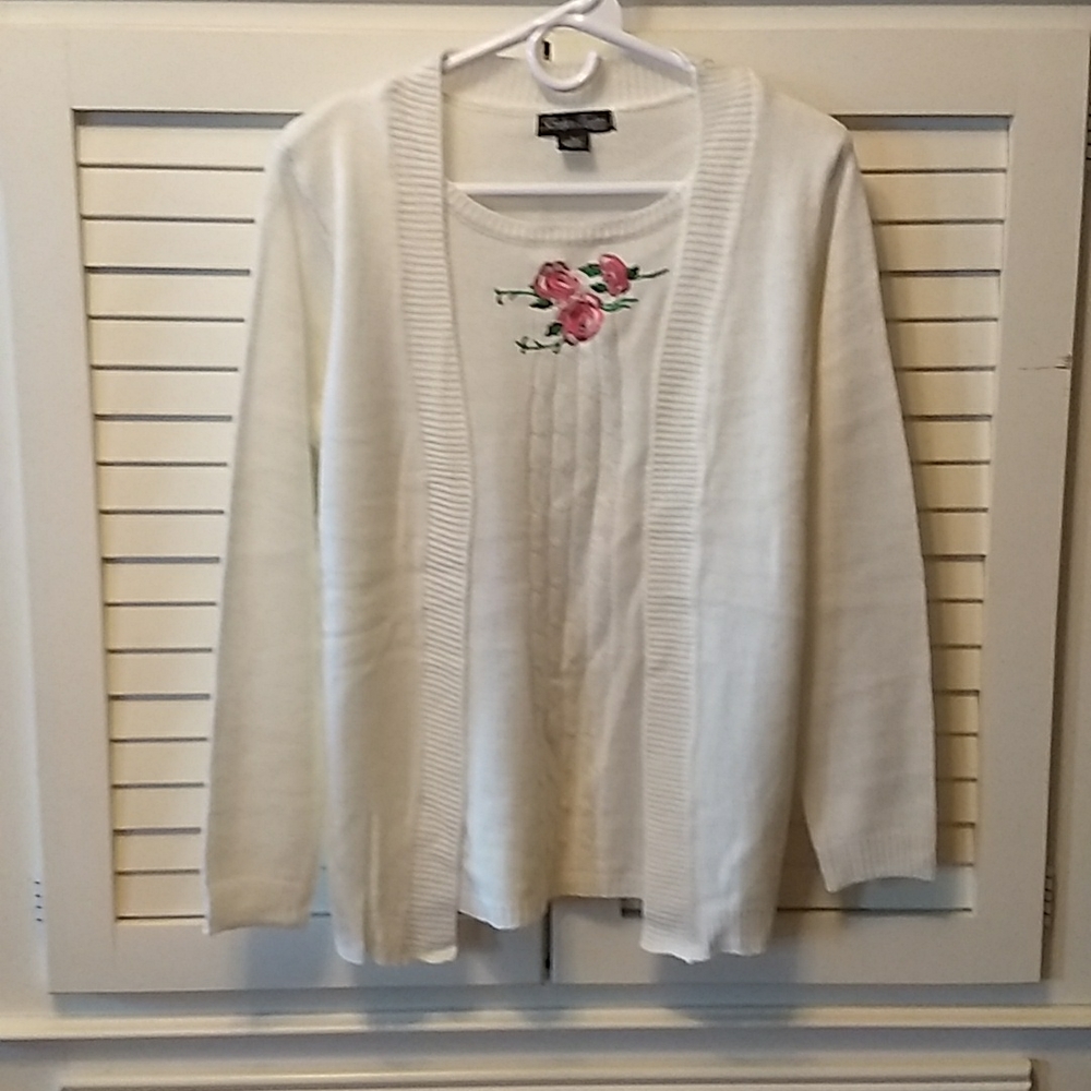 Evelyn Taylor sweater with embroidered roses